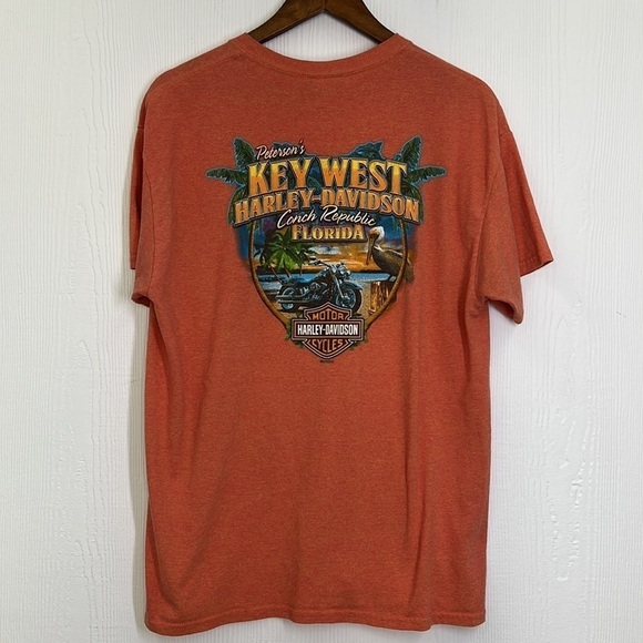 Harley Davidson - Key West Conch Republic Palm Tree & Pelicans Harley T Shirt LG - Picture 7 of 8